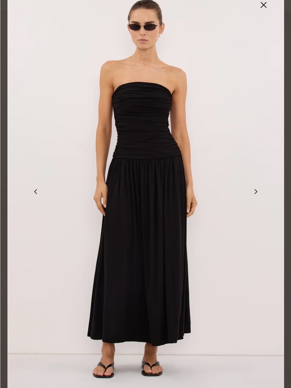 DISSH Shari Black Strapless Bandeau Midi Dress